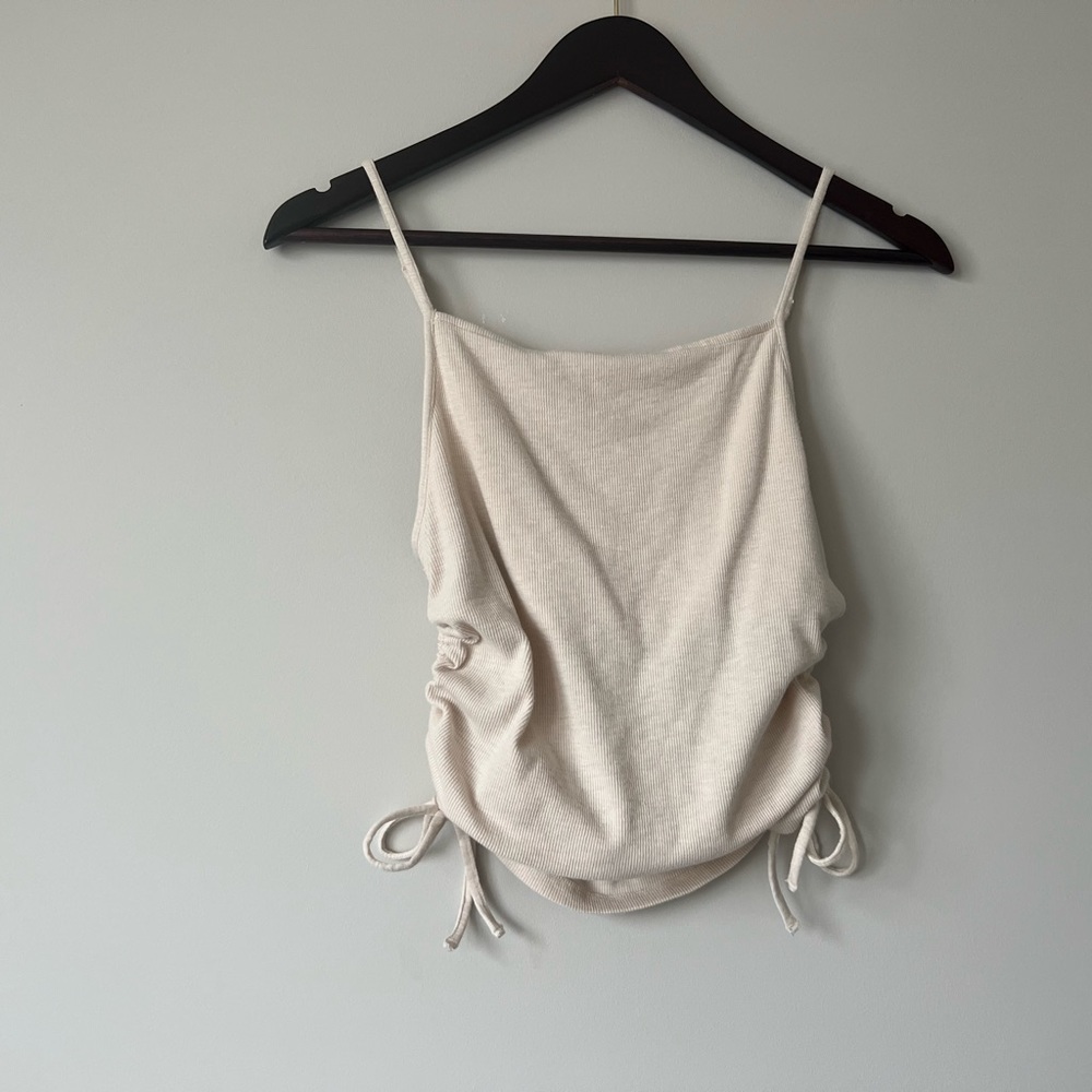Aerie Cream Cropped Top with Side Ties, size Medium